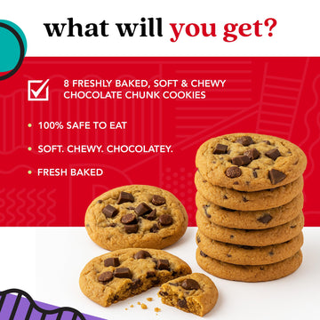 Davids Cookies Freshly Baked Cookies Assortment - Delicious Handmade Soft Variety - Exquisite Gourmet Gift for Friends & Family on Special Occasions - Chocolate Chunk Cookies in Sweet Sampler Tin