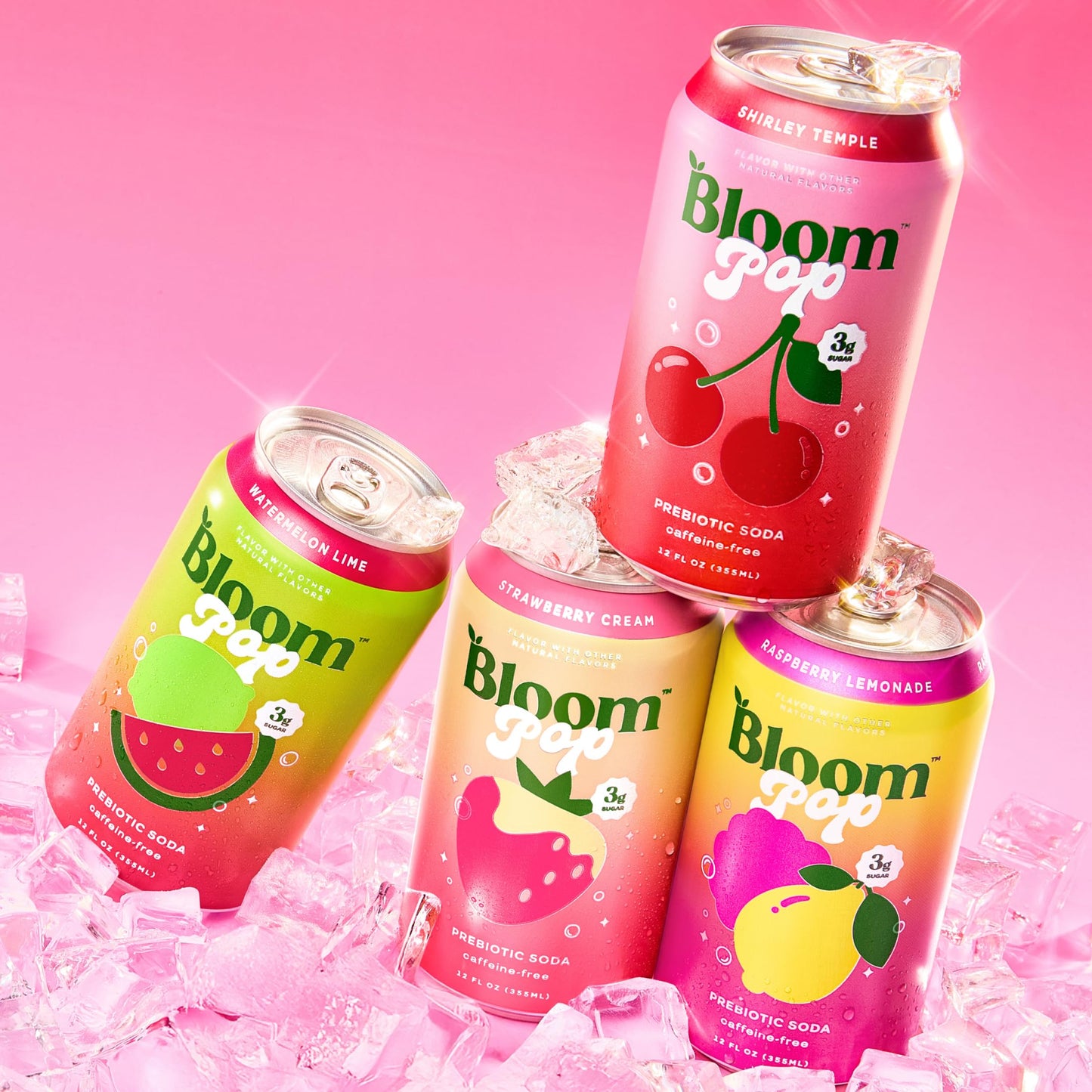 Bloom Pop Prebiotic Soda 12 Pack  Variety Pack  12oz Cans | Prebiotic Soda for Gut Health  Low Calorie Soda  No Caffeine  Healthy Soft Drink Alternative