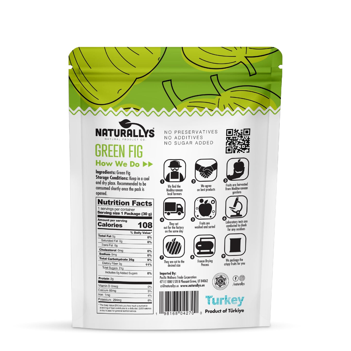 Naturallys Freeze-Dried Fruit, All Natural Crispy Fruit Snacks, No Sugar Added, Green Fig