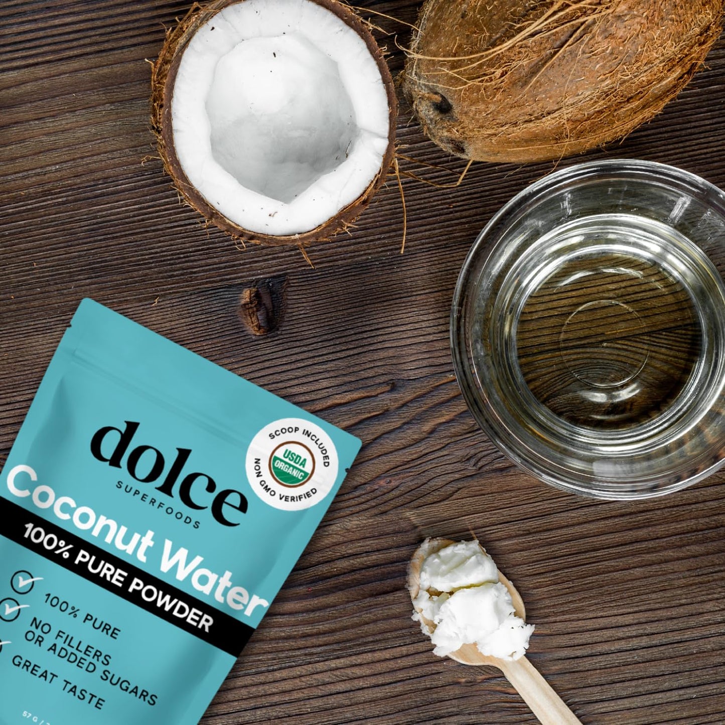 Dolce Superfoods Coconut Water Powder  Natural Electrolyte Powder for Daily Hydration & Wellness  Powdered Coconut Water with Potassium  Sodium  & Magnesium  1lb