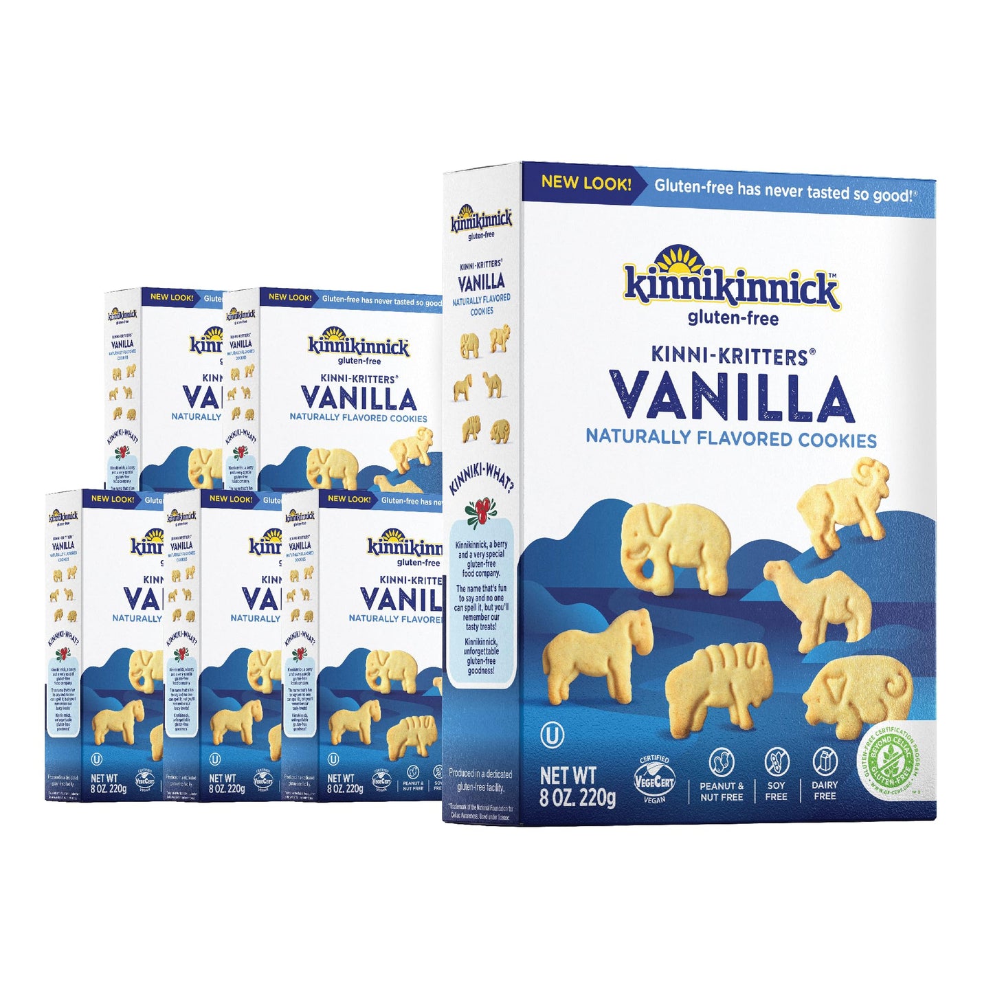 Kinnikinnick - Kinnikritter Animal Cookies - Gluten Free  Allergy Friendly Vegan Cookies - 8 Oz. Boxes - 6 Pack