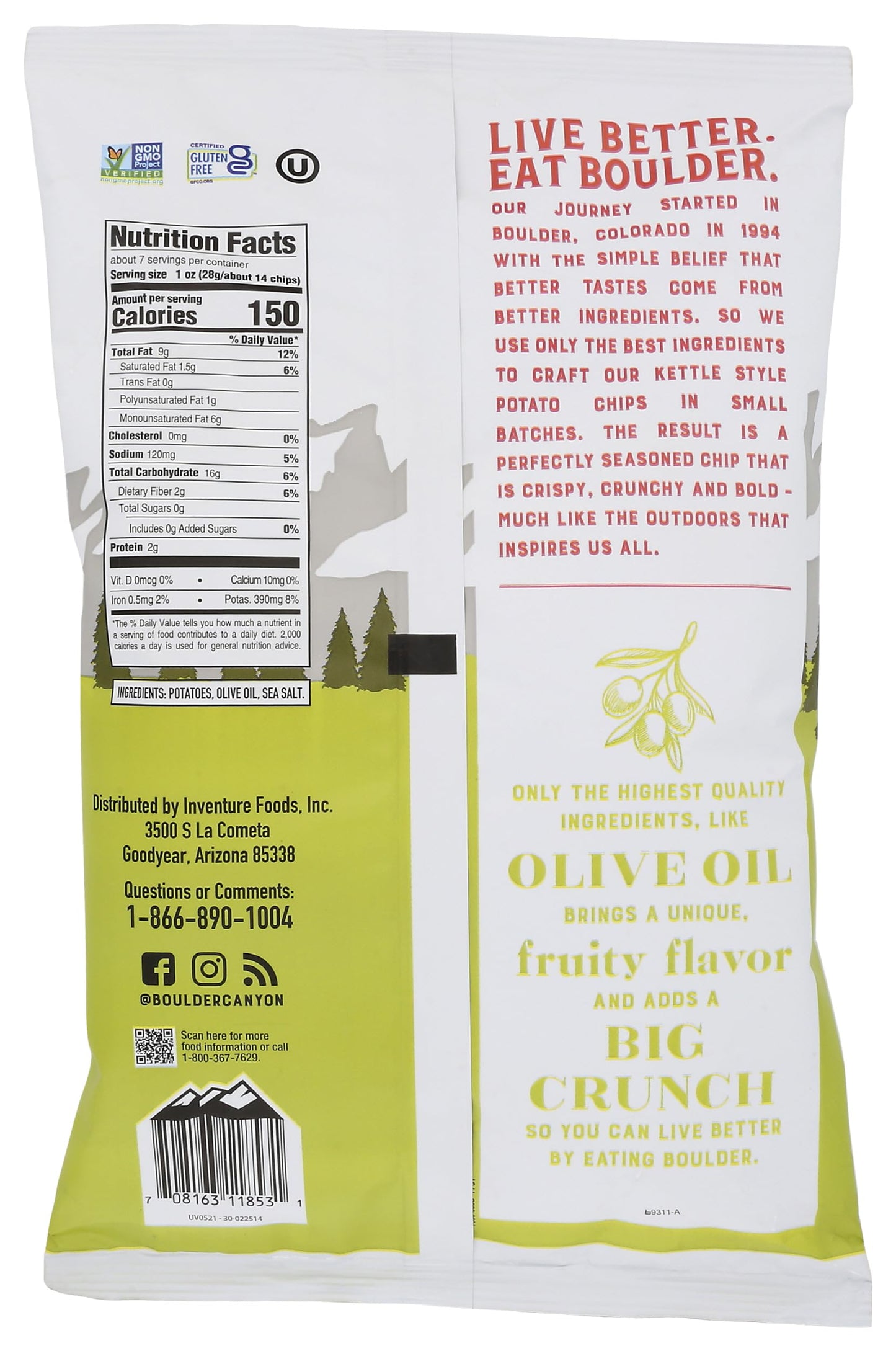 Boulder Canyon, Chips Potato Olive Oil, 6.5 Ounce