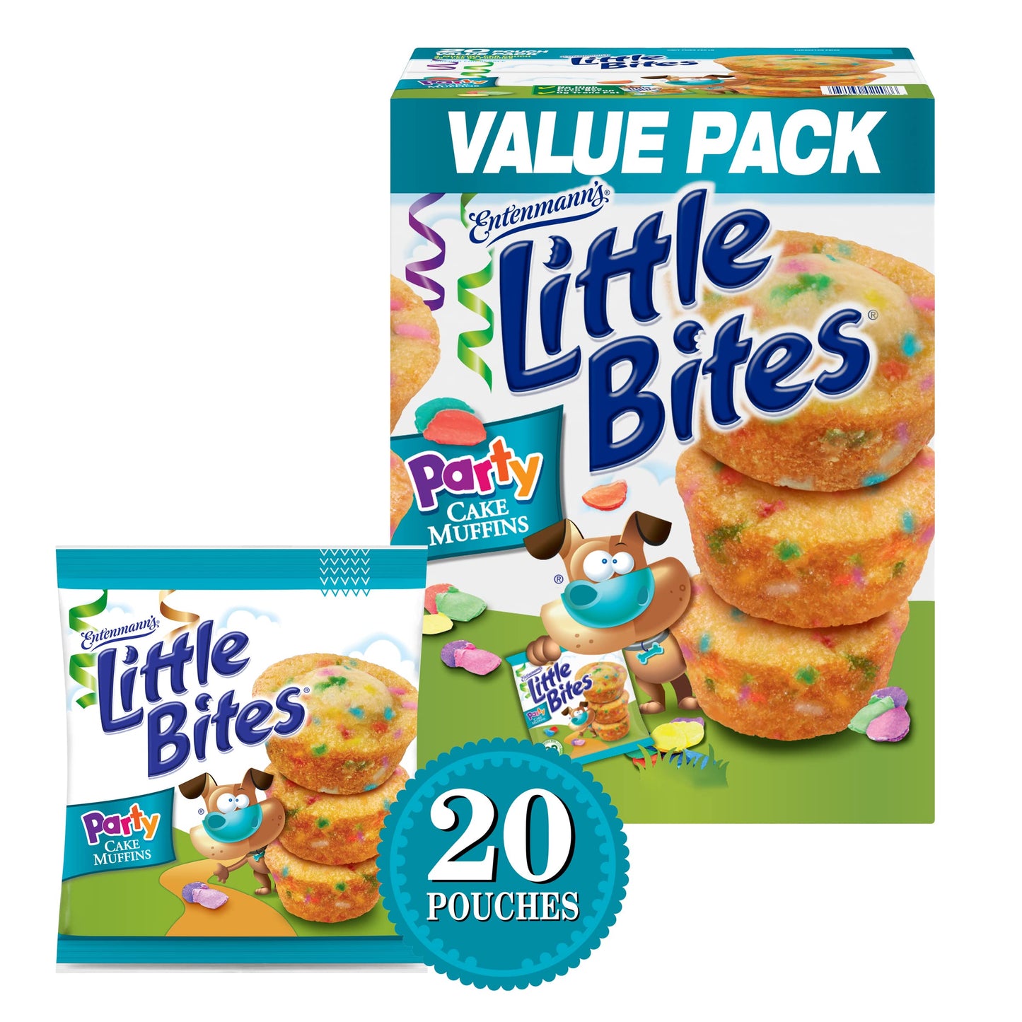 Entenmann's Little Bites Party Cake Muffins, 40 Packs (1.65 oz each), Mini Muffins, 66 oz Box - Perfect for Parties and Snacks