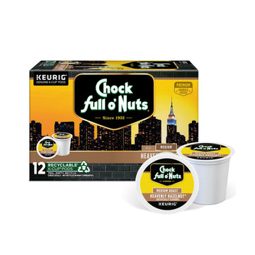 Chock full oNuts Heavenly Hazelnut Coffee, Keurig K-Cup Pods (1 Pack of 12 Single-Serve Cups)