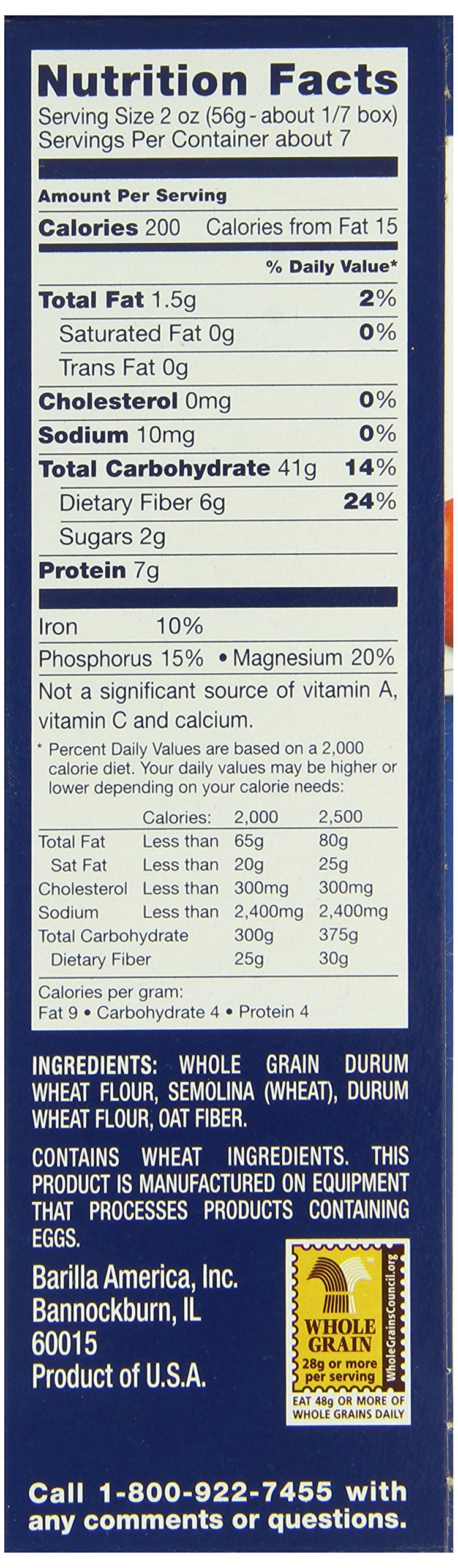 Barilla Whole Grain Pasta, Penne, 13.25 Ounce (Pack Of 8)
