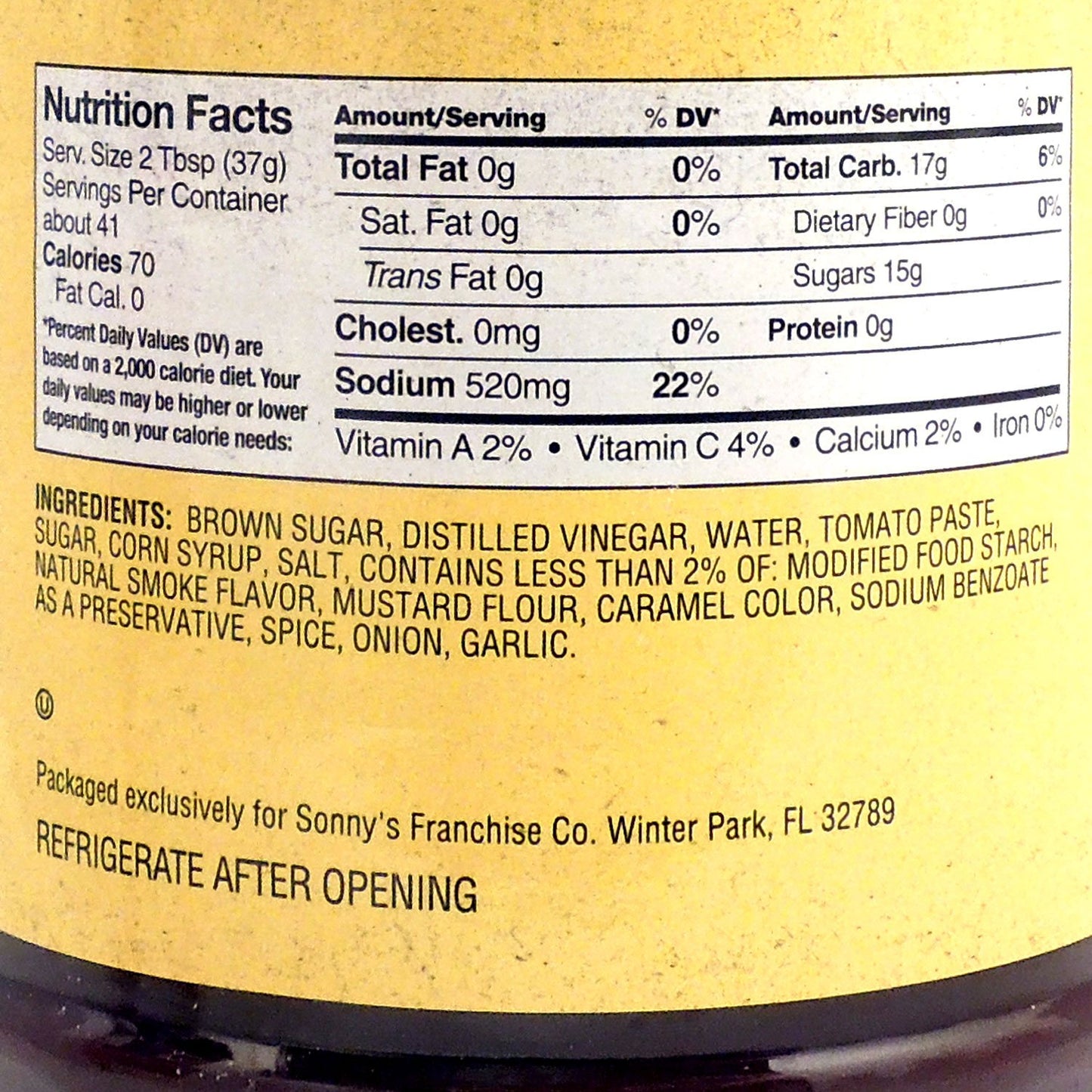 Sonnys Real Pit BBQ Authentic Sweet Sauce - 41oz (1 Bottle)