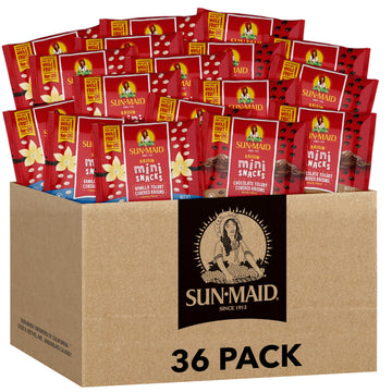 Sun-Maid Vanilla & Chocolate Yogurt Coated Raisins Variety Pack - (36 Pack) 0.5 oz Mini Snack-Size Bag - Yogurt Covered Dried Fruit for Lunches and Back to School Snacks (large online retailer limited availability)