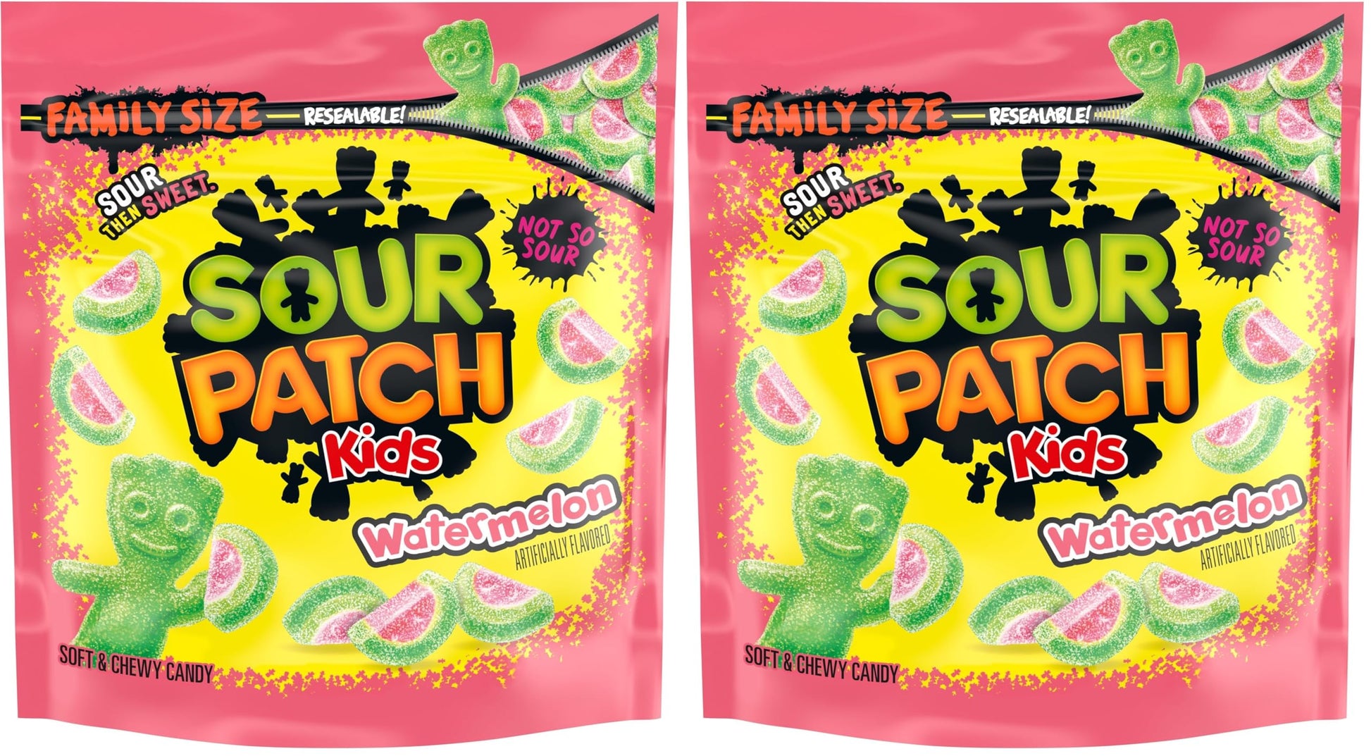 SOUR PATCH KIDS Watermelon Soft & Chewy Candy, Family Size, Bulk Candy, 1.8 lb (Pack of 2)