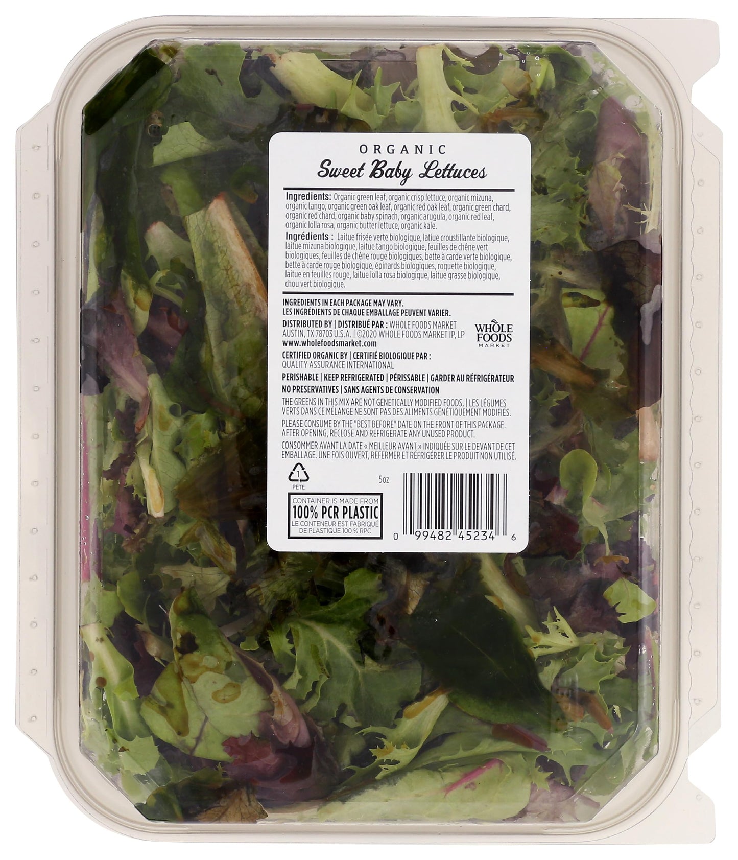 Whole Foods Market, Organic Sweet Baby Lettuces, 5 oz