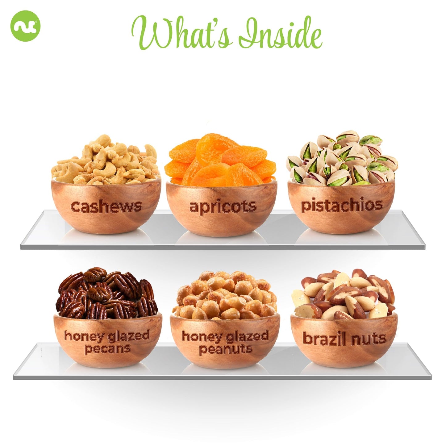 Nut Cravings Gourmet Collection - Diwali & Halloween Treats Dried Fruit & Mixed Nuts Basket In Green Box (6 Assortments) Arrange