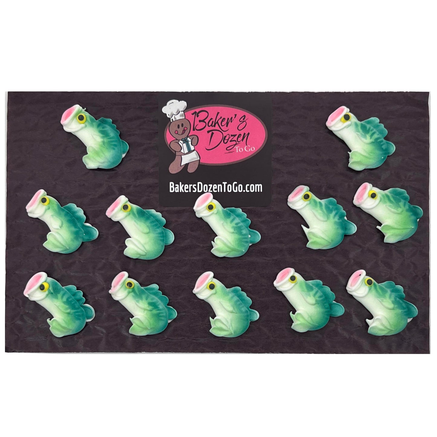 Mini Bass Fishing Pack- 12 pcs Edible Icing Cake Decoration Topper by BakersDozenToGo (Choose Style Below)