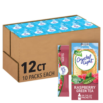 Crystal Light Sugar-Free Raspberry Green Tea On-The-Go Powdered Drink Mix 120 Count-10 Count (Pack Of 12)