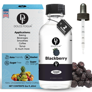 Dolce Flav Blackberry Extract - 2 Ounce Water-Soluble Multipurpose Flavoring Ideal for Baked Goods, Beverages, Coffee, Desserts 