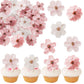 ZHUOWEISM 40 PCS Edible Cherry Blossoms Cupcake Toppers Wafer Paper Flowers for Kids Birthday Party Decorations Design 1