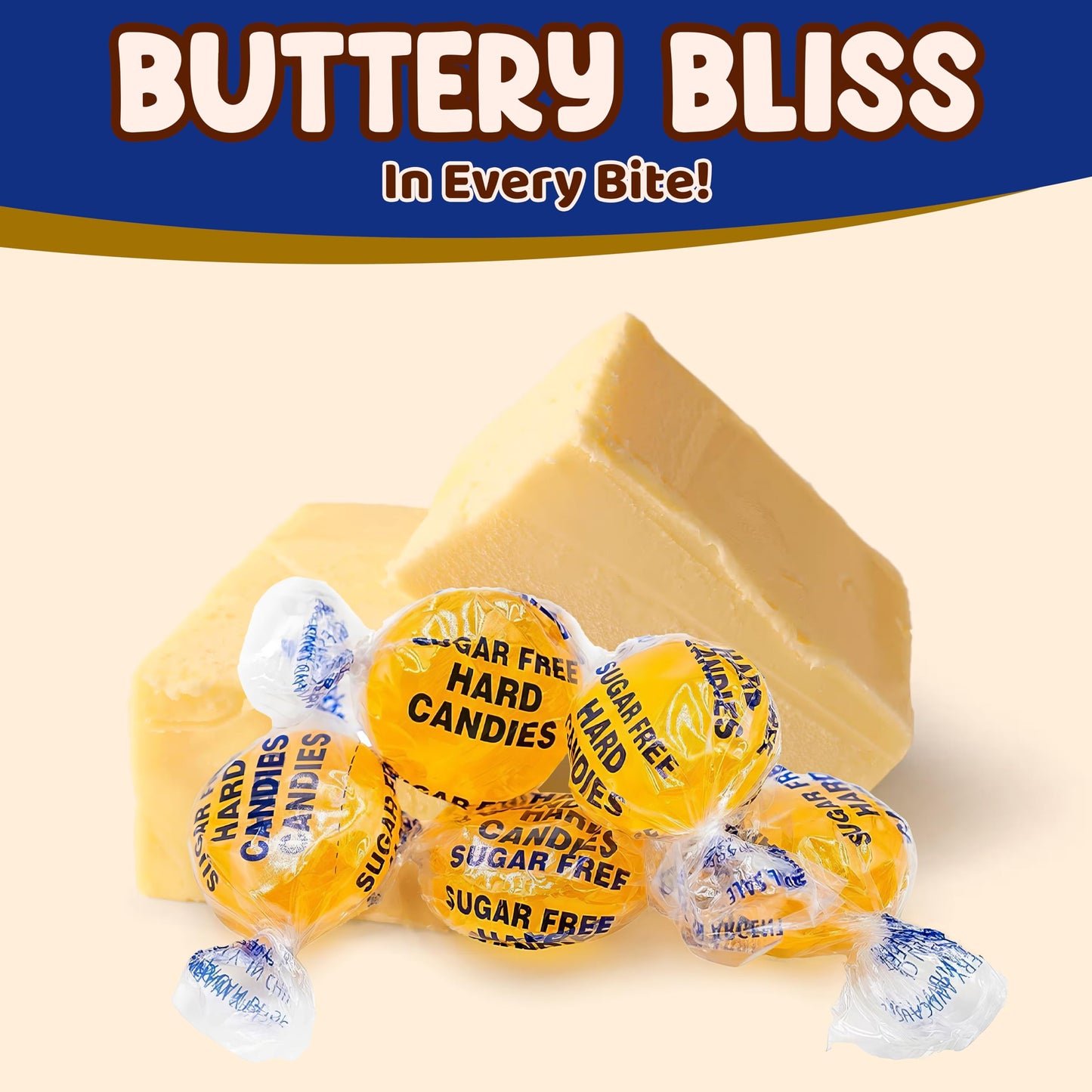 Sugar Free Butterscotch Hard Candy - Sugar Free Candy - 2 Pounds Approximately 150 Butterscotch Candies - Bulk Candy - Sugar Fre