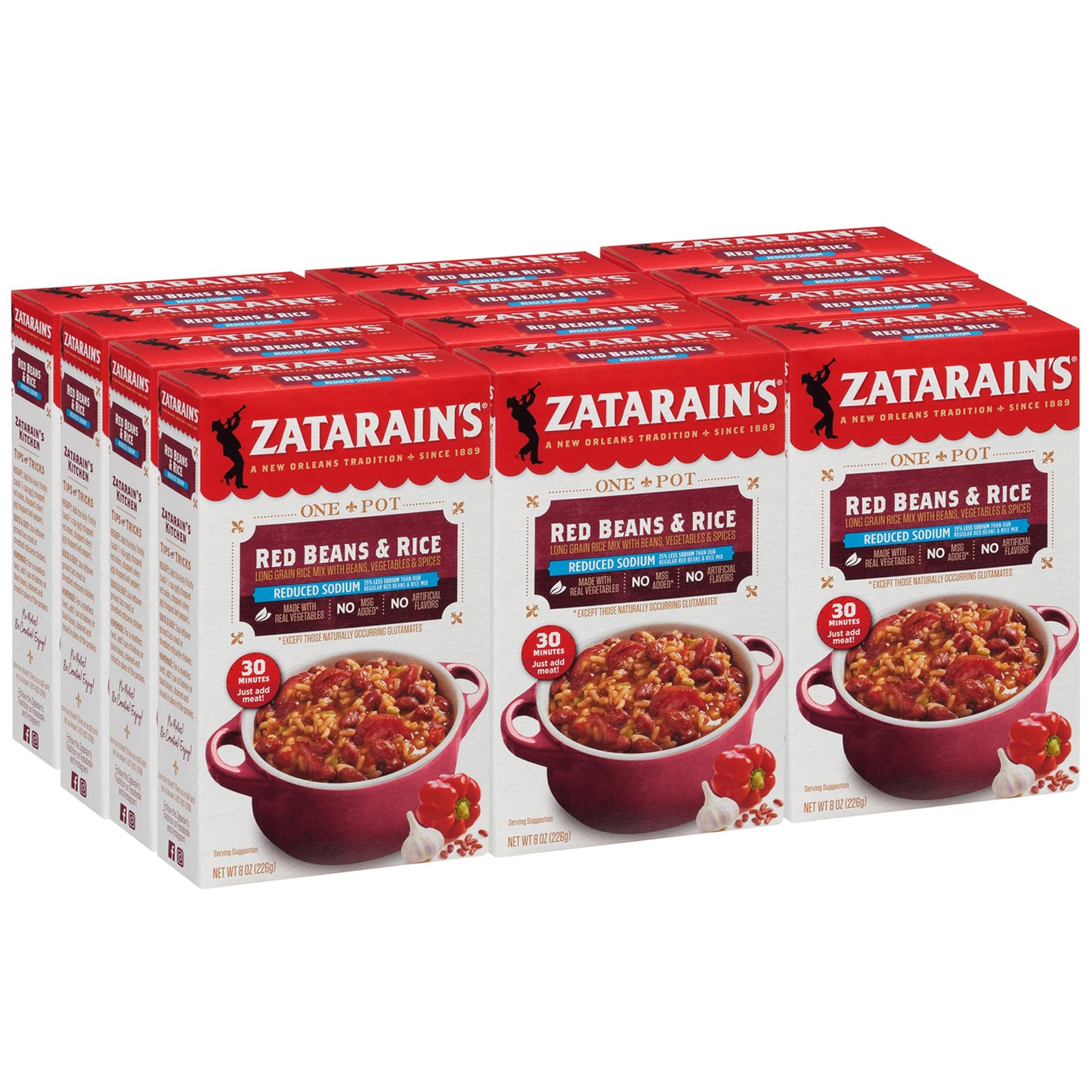 Zatarain'S Reduced Sodium Red Beans & Rice, 8 Oz (Pack Of 12)
