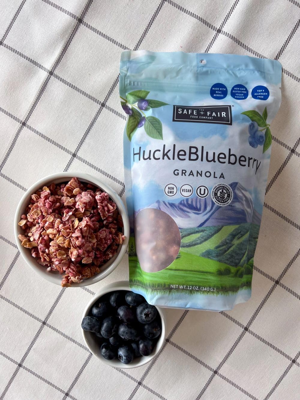 Safe + Fair Huckleblueberry Granola - Gluten-Free, Dairy-Free & Vegan Breakfast, Snack Or Dessert - Allergen-Free, Non-Gmo, And