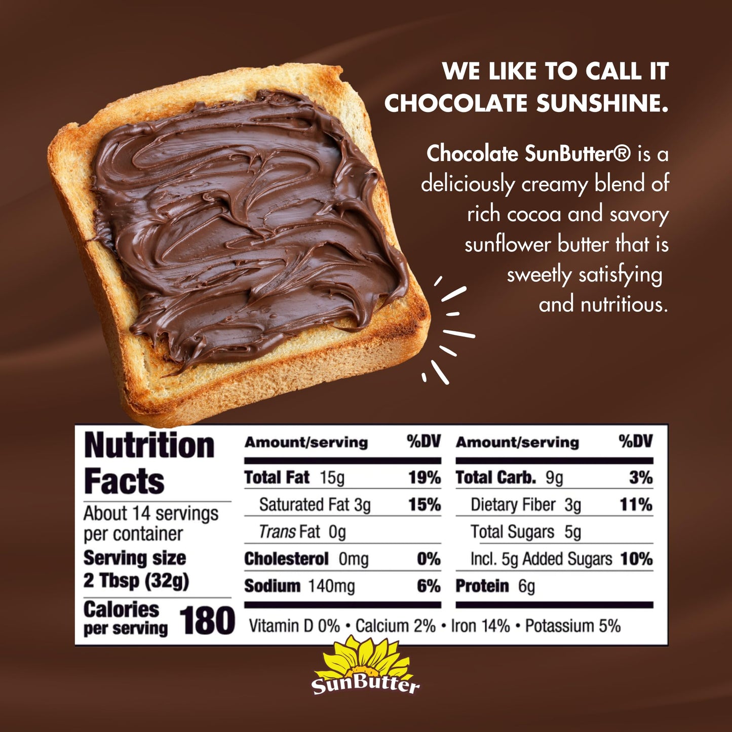 Sunbutter Chocolate Sunflower Seed Butter (1 Jar | 16 Oz) - Healthy, Low-Sugar, Protein-Packed Spread For Breakfast, Desserts, S