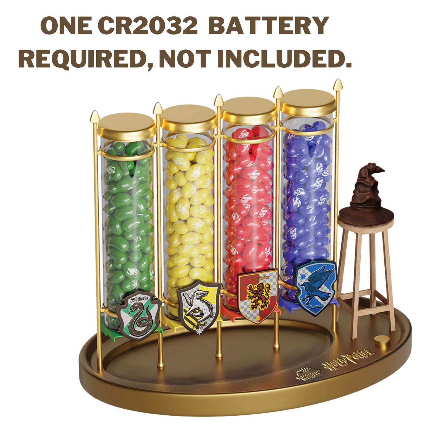 Harry Potter Houses Jelly Belly Counter Dispenser, Talking Sorting Hat Candy Dispensers, 11 Inches, Holds 20 Ounces Of Beans, Be