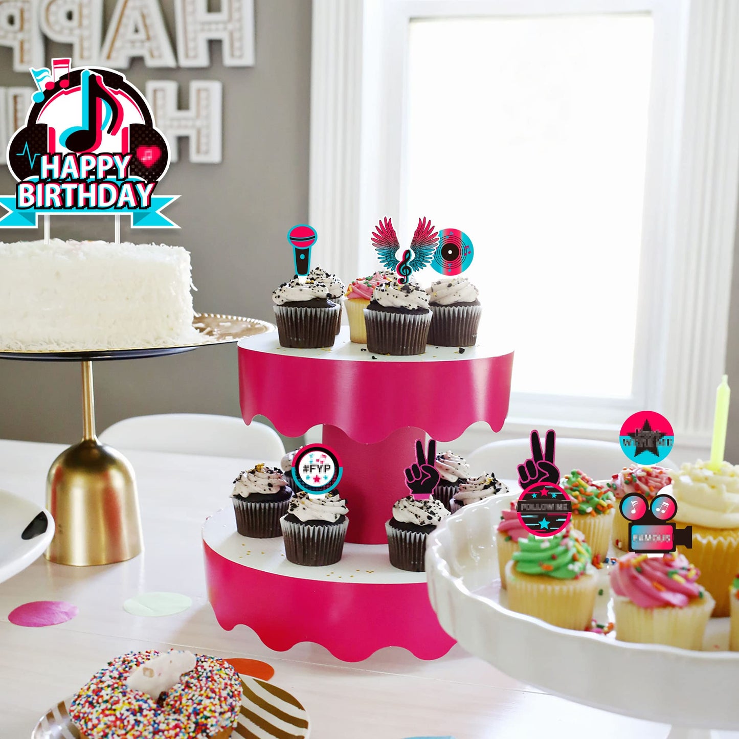 25Pcs Tik Music Happy Birthday Cake Toppers