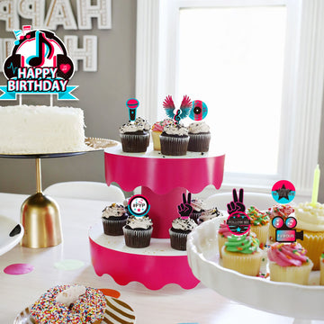 25Pcs Tik Music Happy Birthday Cake Toppers