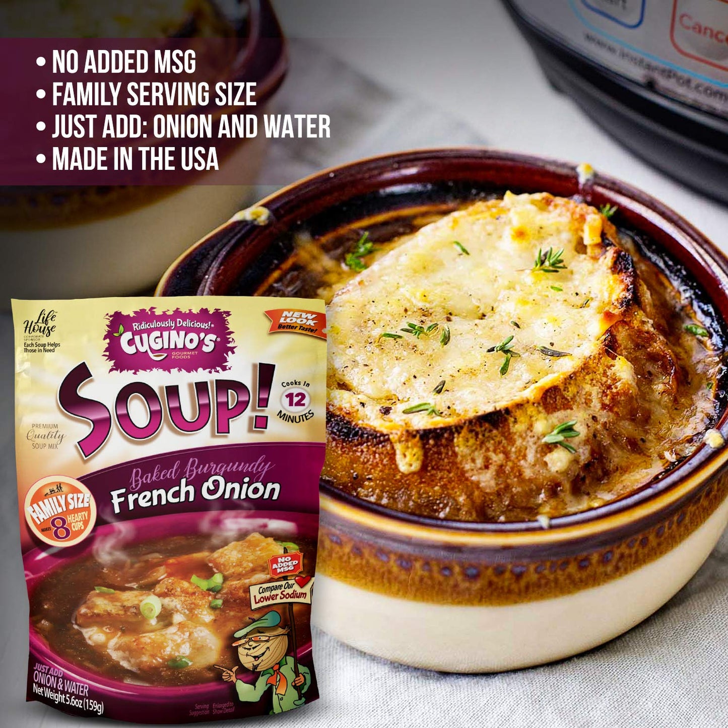 Cugino'S French Onion Soup Mix, 6 Pack, Traditional Baked Burgundy Homemade Taste With Fresh Herbs And Spices, Cooks In 12 Minut