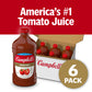 Campbells Tomato Juice, 100% Pure, 64 Fl Oz Bottle, Pack of 6