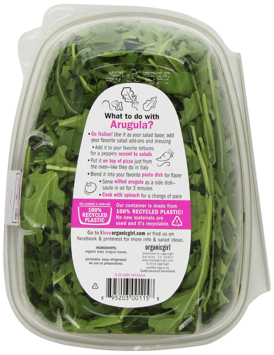 Organicgirl Baby Arugula Greens, Clamshell, 5 Oz