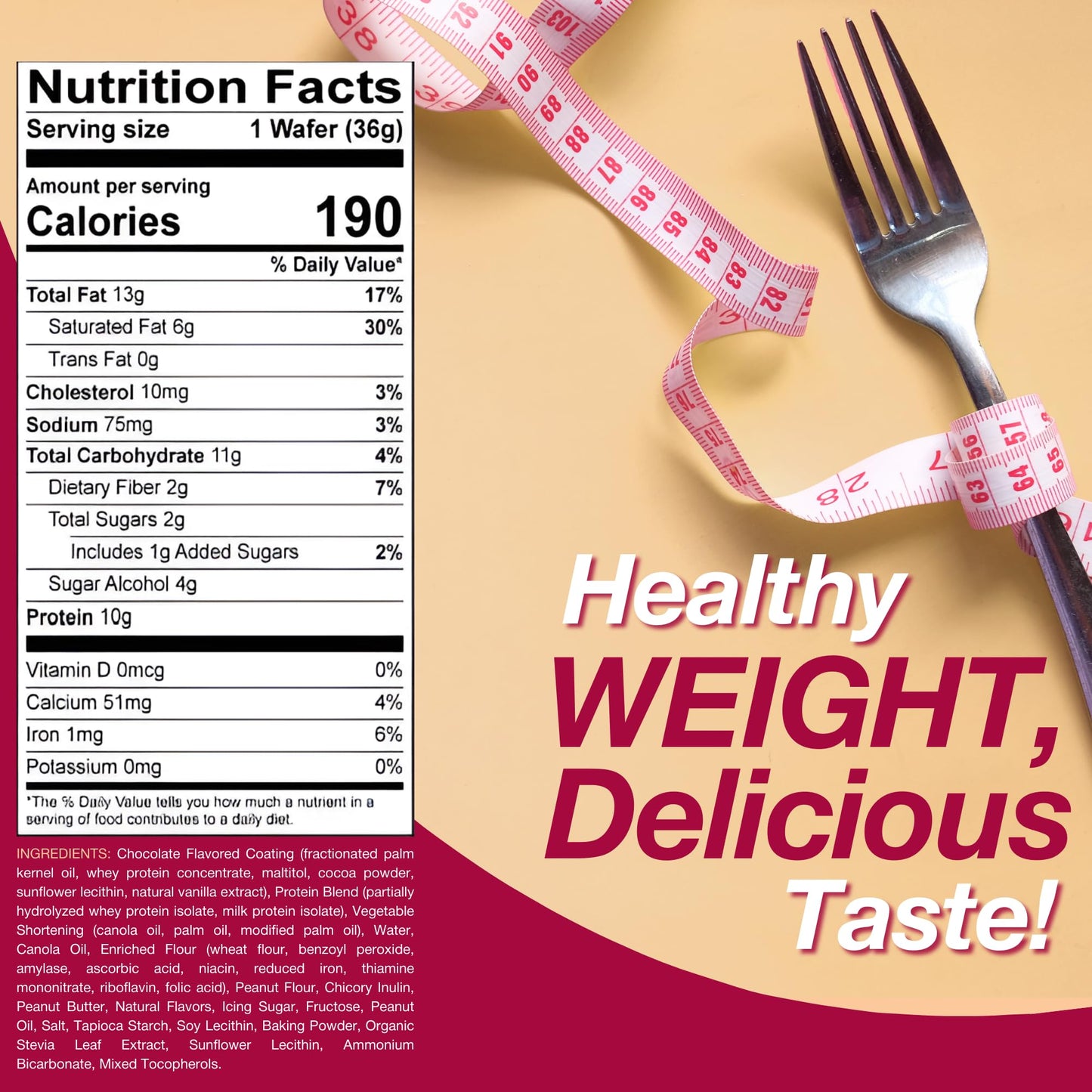 ProtiDIET Peanut Wafer Protein Bars - Low Sugar, High Protein - 7 Bars Per Box