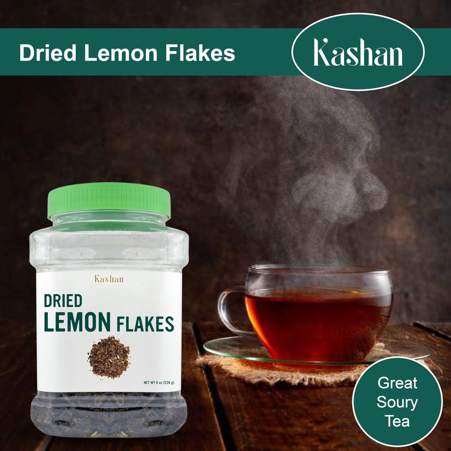 Kashan Dried Lemon Flakes, Lime, Limoo Omani, Great For Cooking And Food & Tea Flavoring. Aromatic Seasoning 8Oz (226G)