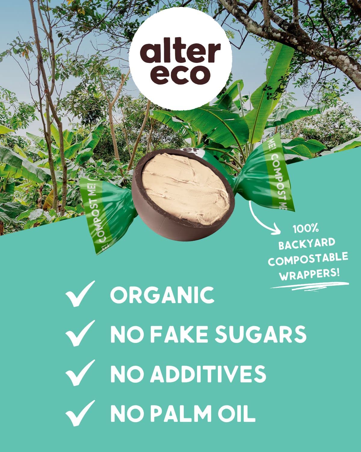 Alter Eco | Mint Creme Truffles | 58% Pure Dark Cocoa, Fair Trade, Organic, Non-Gmo, Gluten Free Dark Chocolate Truffles | 60 Tr