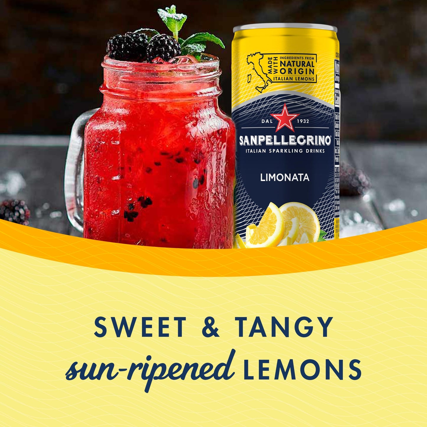 Sanpellegrino Italian Sparkling Drink Limonata, Sparkling Lemon Beverage, 6 Pack of Cans