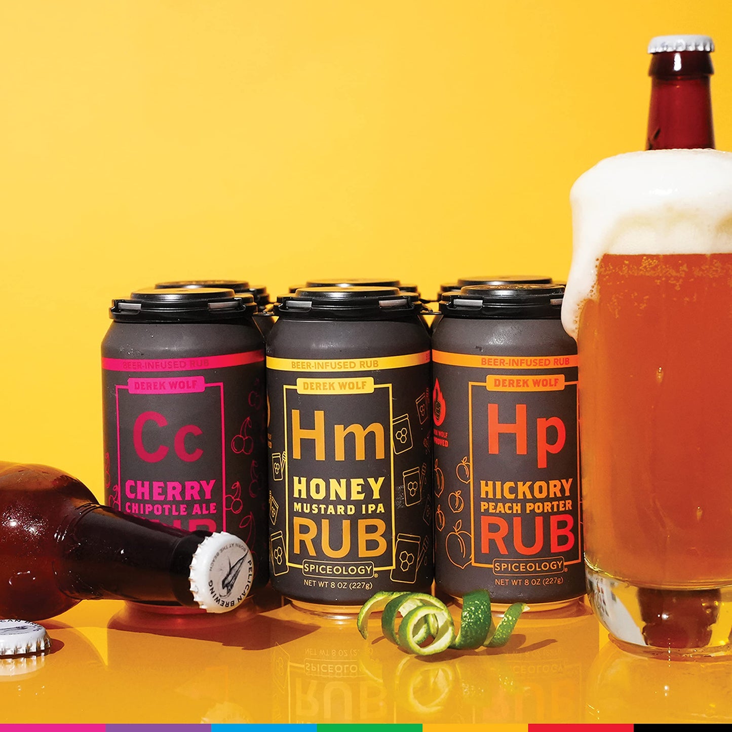 Spiceology malt-inspired-Infused BBQ Rub Set - 6 Pack, Includes Cherry Chipotle Ale, Honey Mustard IPA, Hickory Peach Porter, and More, 12 Ounce