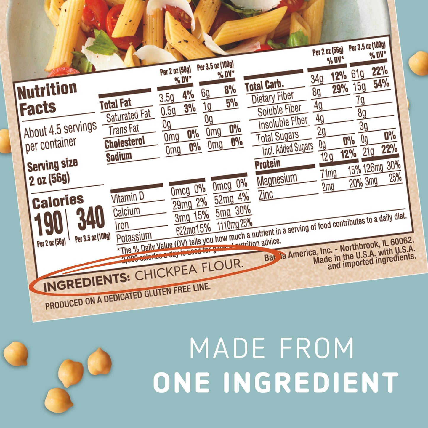 Barilla Chickpea Penne Pasta, 8.8 Oz (Pack Of 10) - Vegan, Gluten Free, Non Gmo & Kosher - Mad