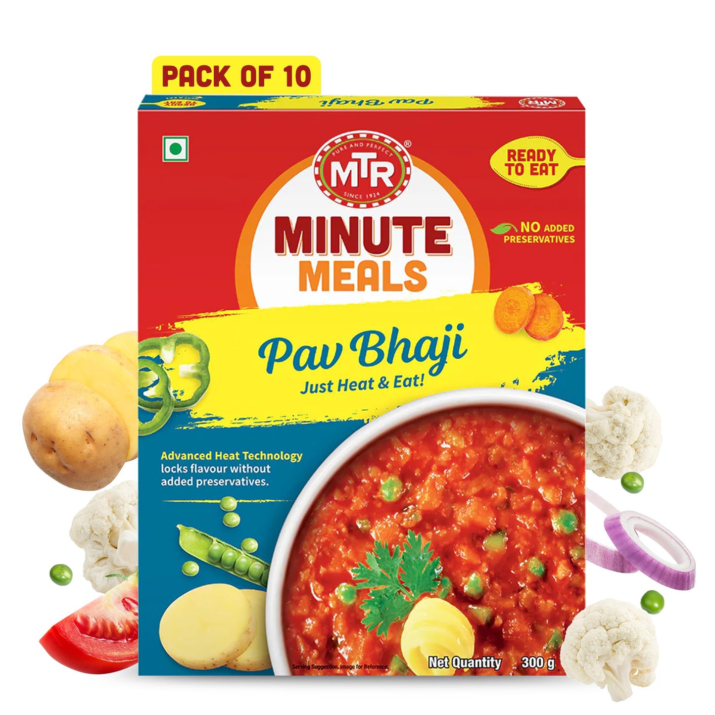 MTR Pav Bhaji, 10.5-Ounce Boxes (Pack of 10)