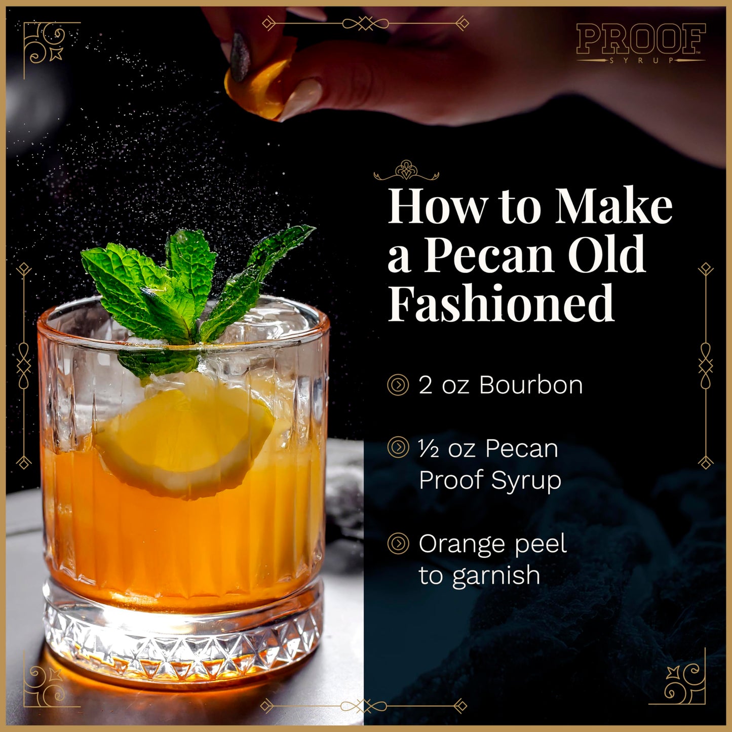PROOF SYRUP Old Fashioned Cocktail Mix - Pecan Flavor - Handcrafted Syrup - 16oz Bottle