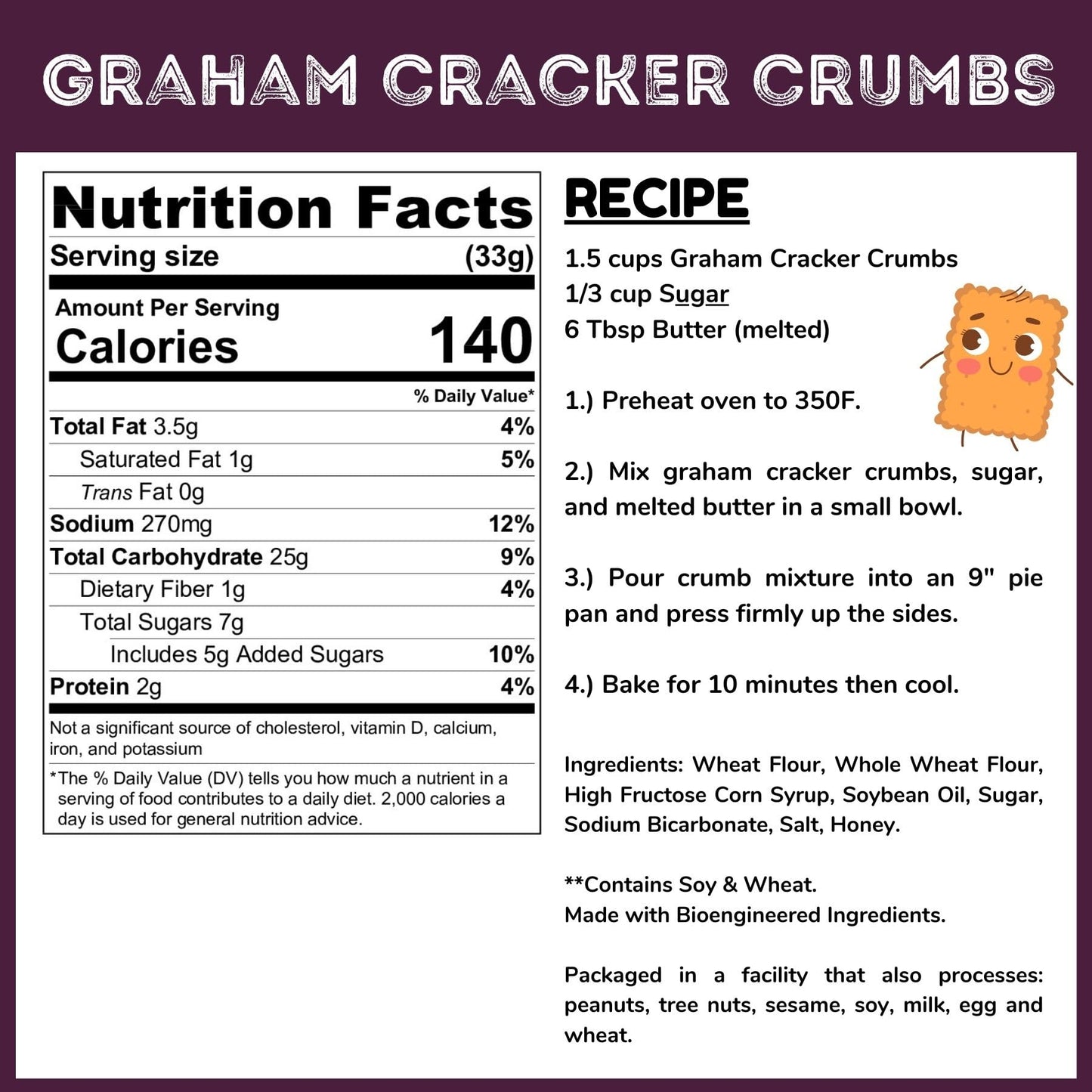 Graham Cracker Crumbs - 2 Lb Tub