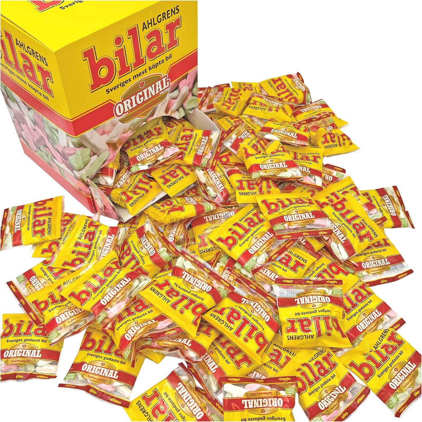 100 Snack Bags X 30G Of Ahlgrens Bilar Original - Swedish - Chewy - Marshmallow - Cars - Candies - Sweets