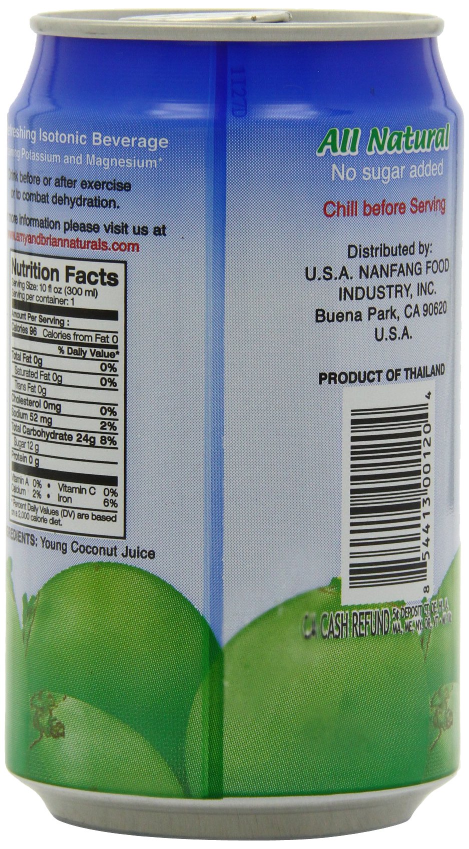 Amy & Brian Coconut Water Original, 10 Fl Oz (Pack Of 24)
