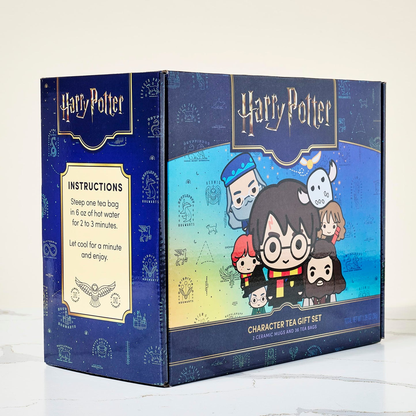 Harry Potter, Character Tea Gift Set, Includes A Pair Of Cauldron Mugs And 36 Black And Green Tea Bags In 9 Flavors, Perfect For Harry Potter Party