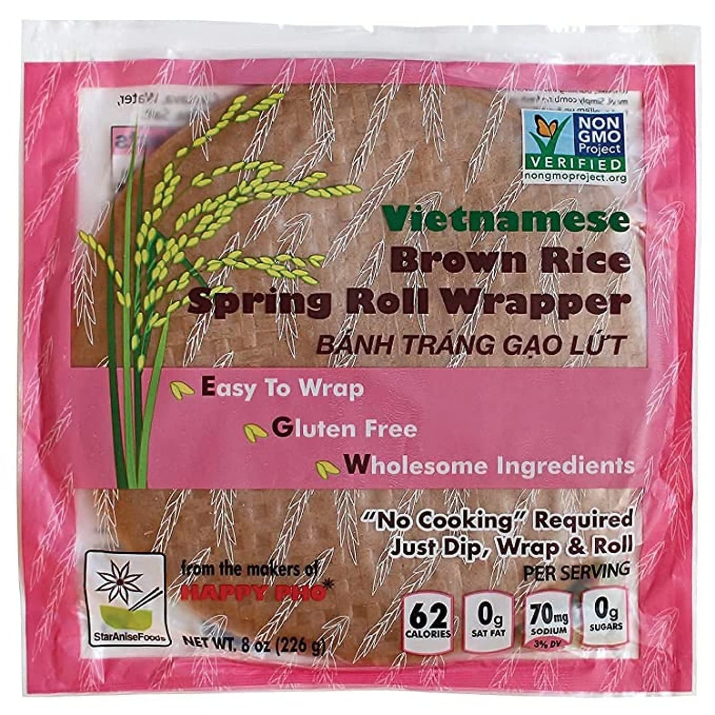 Star Anise Foods Gluten Free Rice Paper Wrappers for Spring Rolls, Egg Roll Wrappers, Wonton Wrappers, 135 Wrappers / 48 Oz, 8 O