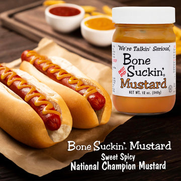 Bone Suckin' Sauce Mustard, Non Gmo, Gluten And Fat Free, Great Tasting Condiment, National Champion, World Mustard Museum (12 O