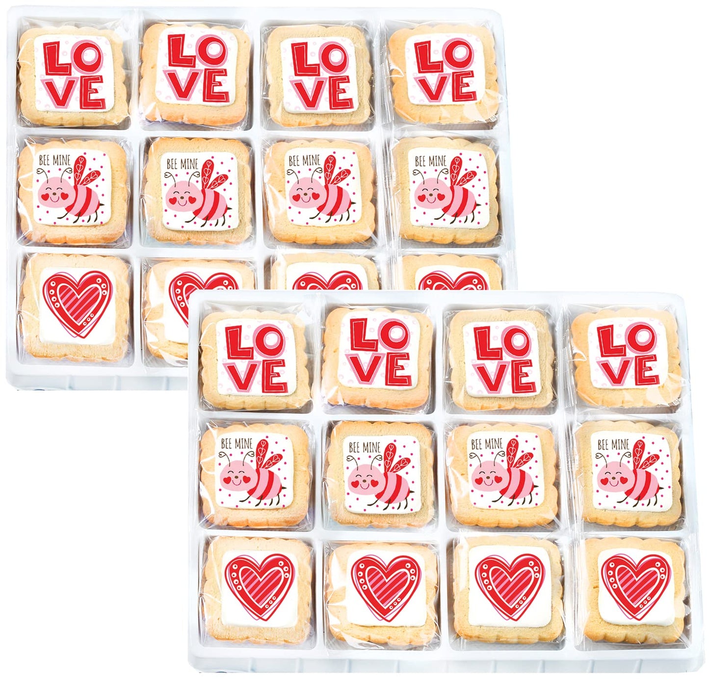 Valentines Day Cookies Class Favors Gift Basket For Kids Men Women Co Workers Teacher | Individually Wrapped | 24 Pack | Love Heart Be Mine (Extra Large)