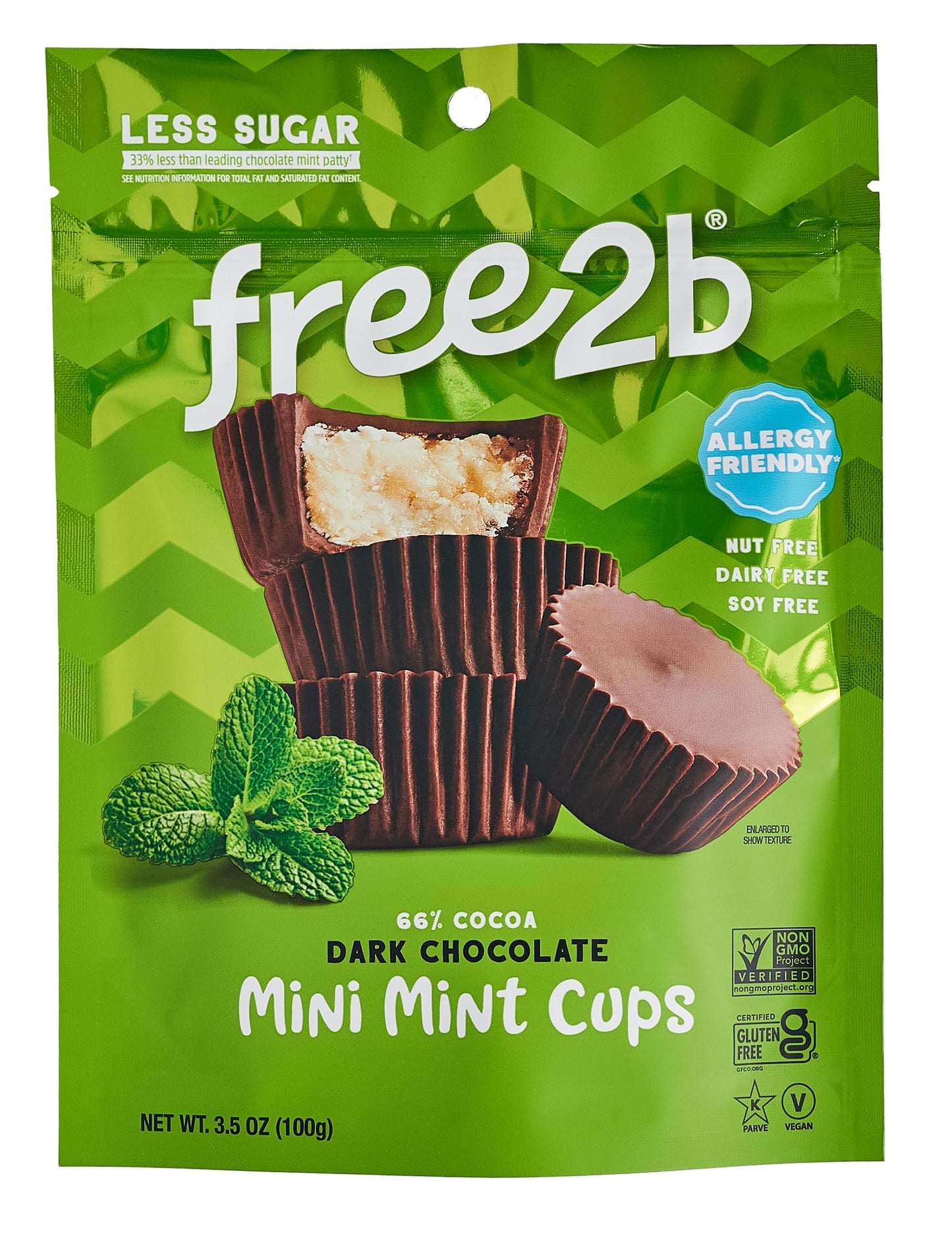 Free2b Dark Chocolate Mint Mini Cups, Safe for School and Allergy Friendly - Gluten-Free, Dairy-Free, Nut-Free, and Soy-Free - D