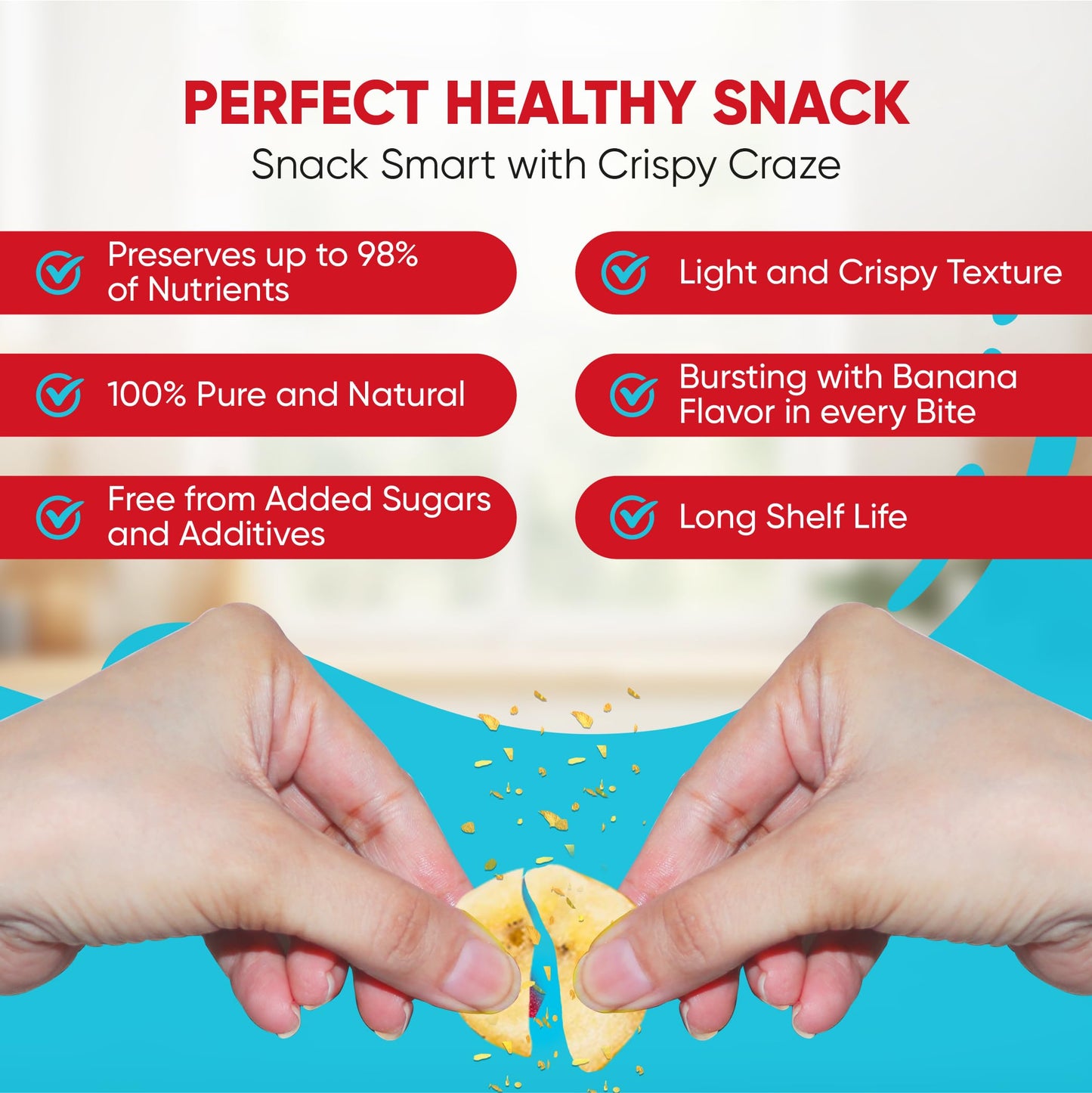 Crispy Craze Freeze Dried Bannans (24 Snack Sized Bags, 0.52 Oz Each), Sliced Banana Fruit Crisps, Non Gmo, Healthy Snack, No Ad