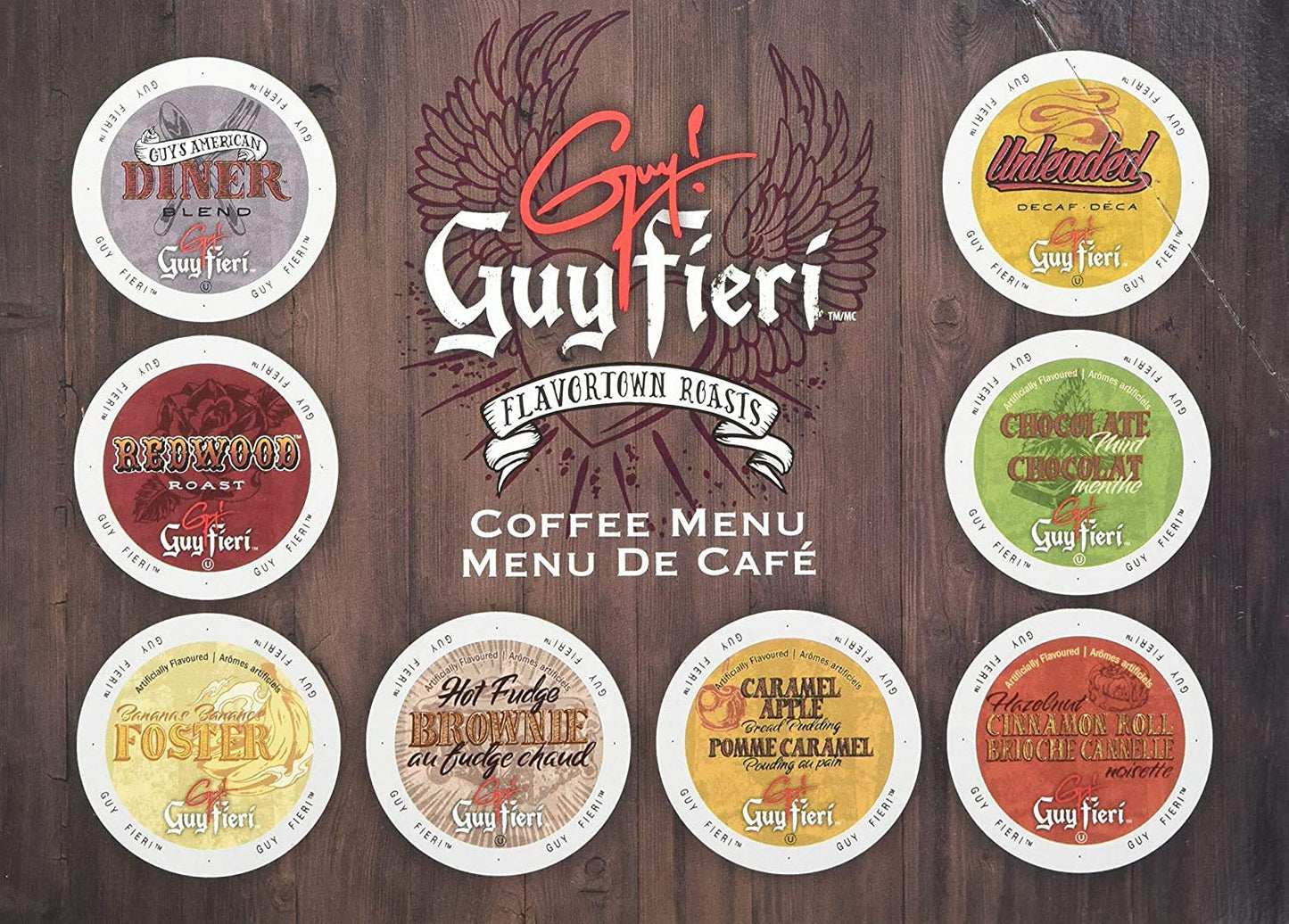 Guy Fieri Flavored Coffee Pods, Hot Fudge Brownie, Medium Roast, 24 Count, Compatible with Keurig K Cups