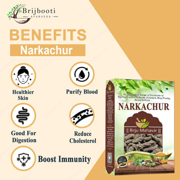 Birju Mahavir Narkachur - Kali Haldi - Nar Kachur - Narkchaur - Curcuma Zerumbet - Zedoary Root - Black Turmeric 400 Gr