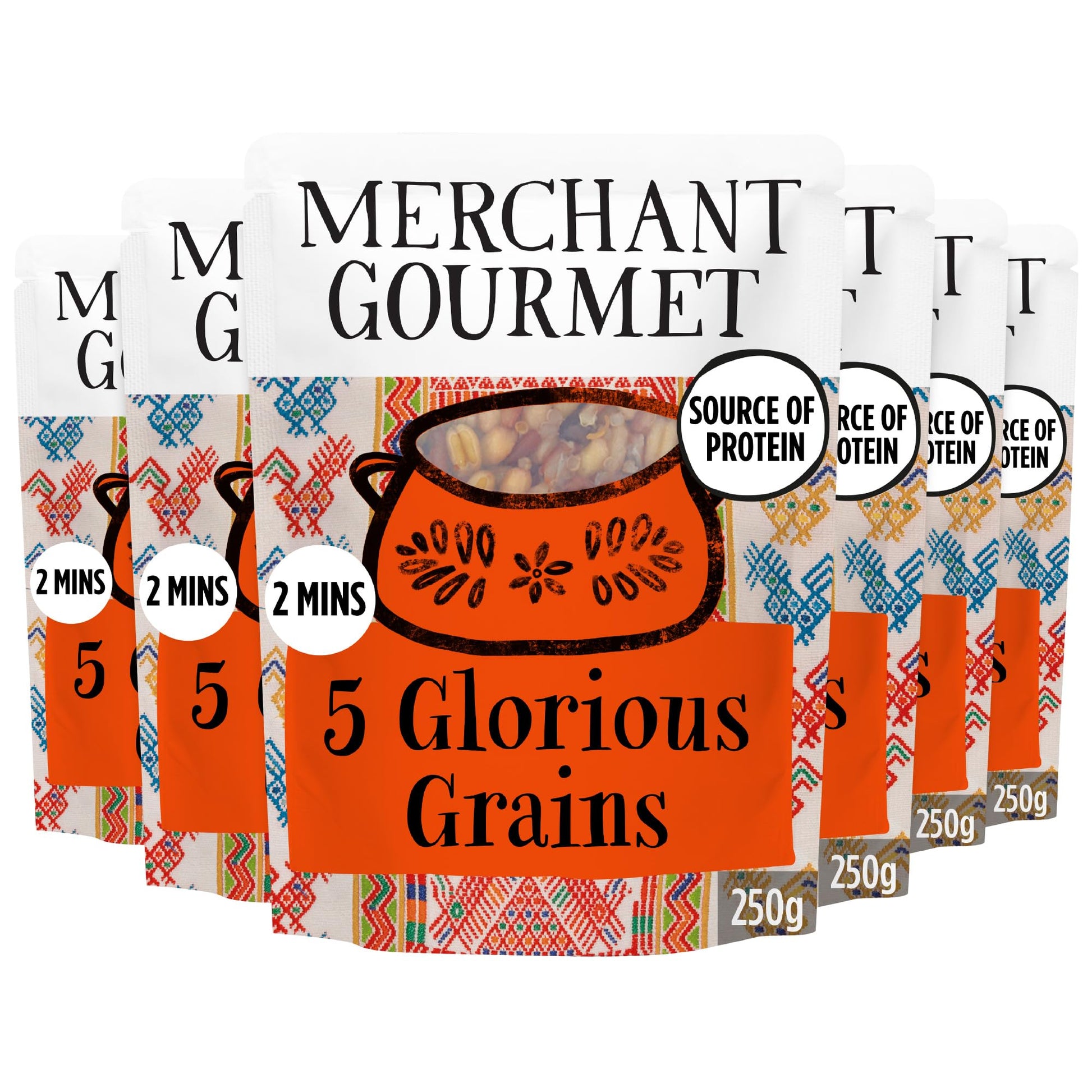 Merchant Gourmet Simply Cooked Glorious Grains with Red Rice & Quinoa - Microwave Rice Mix - Source of Fiber, Low Fat & Vegan - 