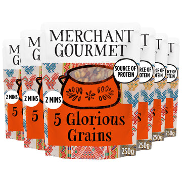 Merchant Gourmet Simply Cooked Glorious Grains with Red Rice & Quinoa - Microwave Rice Mix - Source of Fiber, Low Fat & Vegan - 
