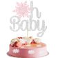 Gyufise 1 Pack Oh Baby Snowflake Cake Topper Winter Baby Shower Boy Girl Silver Pink Glittery Decorations For Wonderland Christm